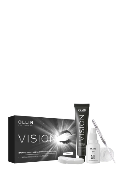 Набор для окрашивания бровей и ресниц (темный графит) OLLIN VISION