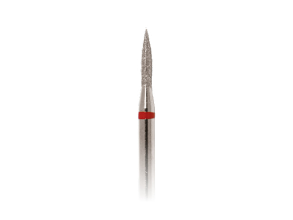 Фреза алмазная Цилиндр, стрельчатый конец 3,3 мм мелкий абразив (красная)  "Major"