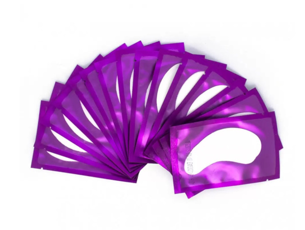 Патчи под глаза 50 пар для наращивания и окрашивания ресниц классические, фиолетовая упаковка