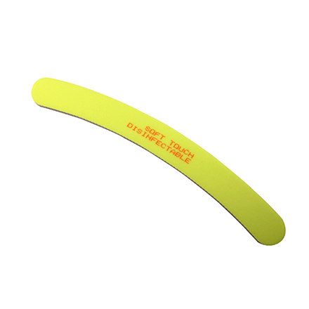 Пилка антибактериальная 320/320 бумеранг желтая Neon Yellow Curved Soft Touch 