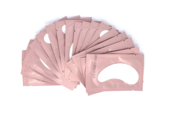 Патчи под глаза 50 пар для наращивания и окрашивания ресниц классические, розовая упаковка