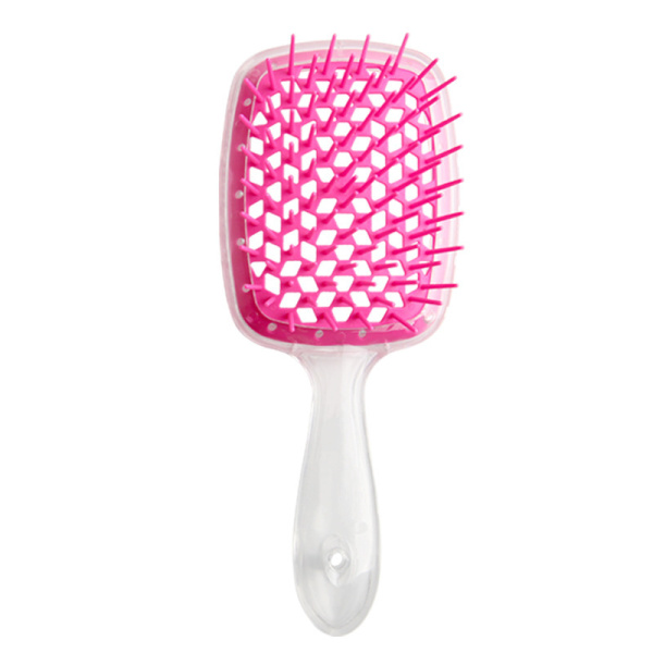 Щетка массажная для легкого расчесывания волос Розовая прозрачная ручка