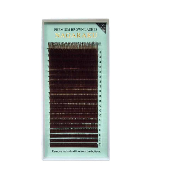 Ресницы на ленте Nagaraku Premium brown MIX D 0,15 мм