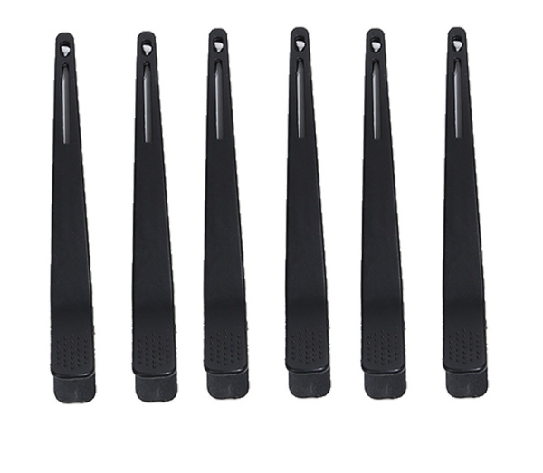 Зажимы для волос пластиковые с резновой вставкой 11,8 см (6 шт.) черные