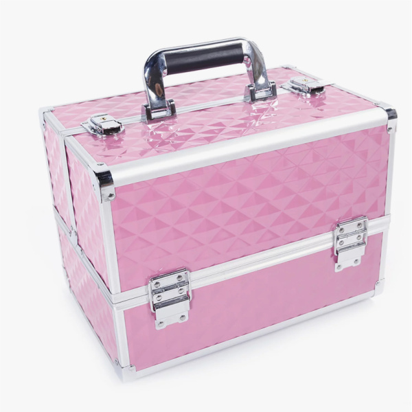 Бьюти кейс для инструментов пластик "Ромб" розовый