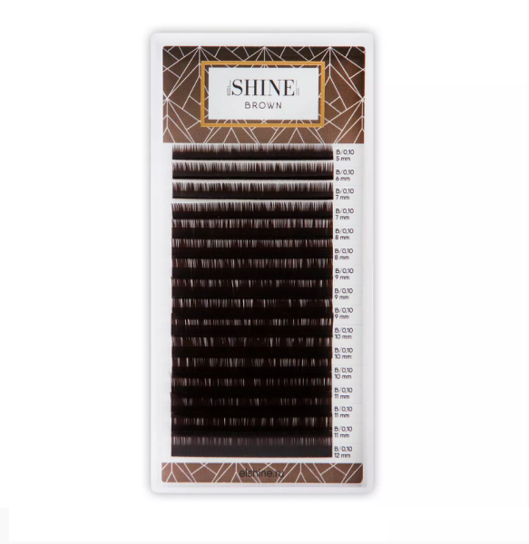 Ресницы темно-коричневые микс,16 лент (C 0,10 5-12mm) elSHINE BROWN 